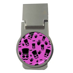 Gentleman - Magenta Pattern Money Clips (round) 