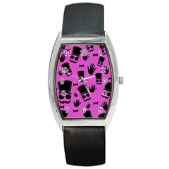 Gentleman - Magenta Pattern Barrel Style Metal Watch by Valentinaart