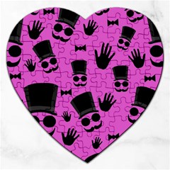 Gentleman - Magenta Pattern Jigsaw Puzzle (heart) by Valentinaart