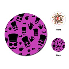 Gentleman - Magenta Pattern Playing Cards (round)  by Valentinaart