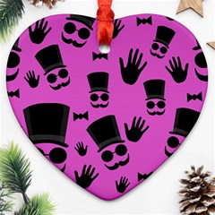 Gentleman - Magenta Pattern Heart Ornament (2 Sides) by Valentinaart