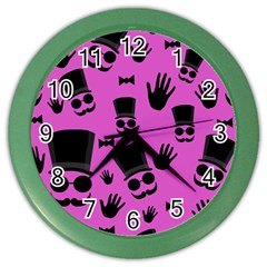 Gentleman - Magenta Pattern Color Wall Clocks by Valentinaart