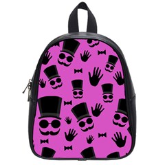 Gentleman - Magenta Pattern School Bags (small)  by Valentinaart