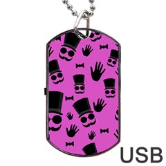 Gentleman - Magenta Pattern Dog Tag Usb Flash (one Side) by Valentinaart