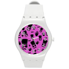 Gentleman - Magenta Pattern Round Plastic Sport Watch (m) by Valentinaart