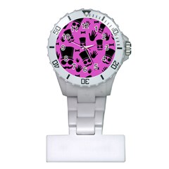 Gentleman - Magenta Pattern Plastic Nurses Watch by Valentinaart