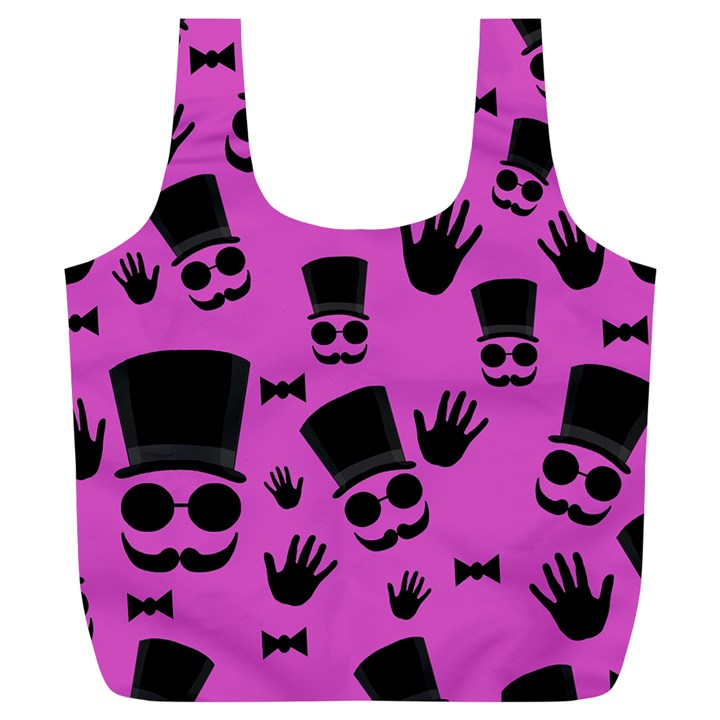 Gentleman - magenta pattern Full Print Recycle Bags (L) 