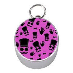 Gentleman - Magenta Pattern Mini Silver Compasses by Valentinaart