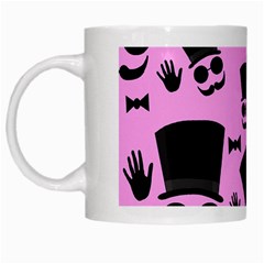 Gentleman - Pink Pattern White Mugs by Valentinaart