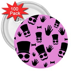 Gentleman - Pink Pattern 3  Buttons (100 Pack)  by Valentinaart