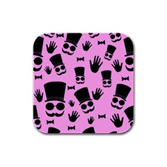 Gentleman - Pink Pattern Rubber Square Coaster (4 Pack)  by Valentinaart