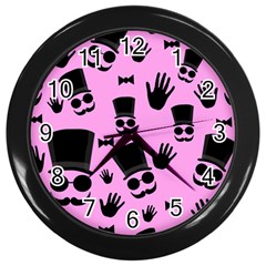 Gentleman - Pink Pattern Wall Clocks (black) by Valentinaart