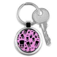 Gentleman - Pink Pattern Key Chains (round)  by Valentinaart