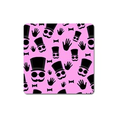 Gentleman - Pink Pattern Square Magnet by Valentinaart