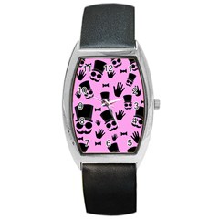 Gentleman - Pink Pattern Barrel Style Metal Watch by Valentinaart