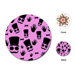 Gentleman - Pink Pattern Playing Cards (round)  by Valentinaart