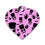 Gentleman - pink pattern Dog Tag Heart (One Side) Front