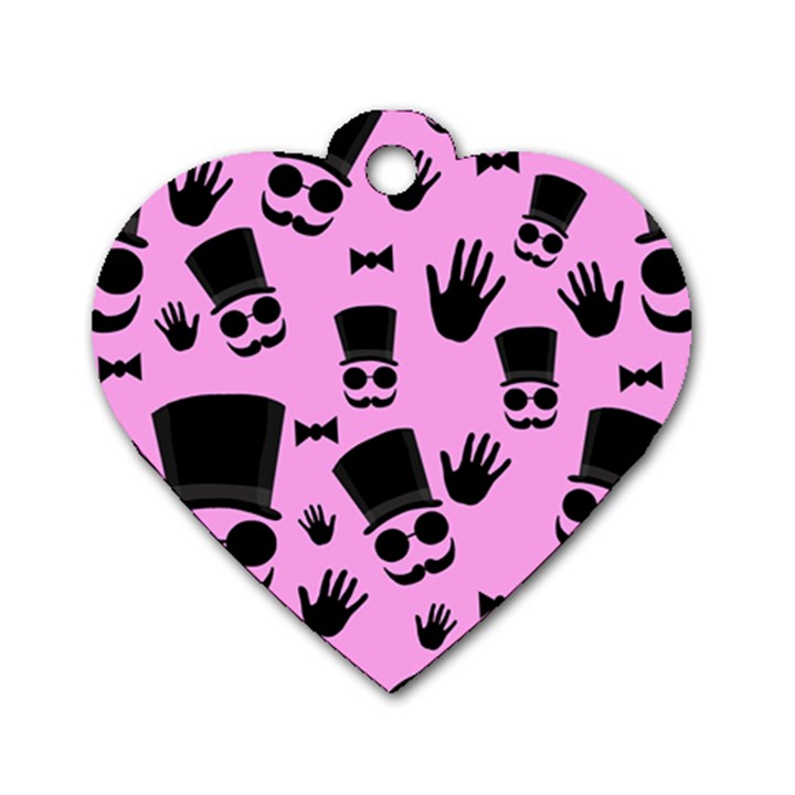 Gentleman - pink pattern Dog Tag Heart (One Side)