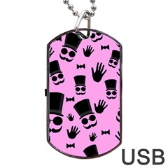 Gentleman - Pink Pattern Dog Tag Usb Flash (one Side) by Valentinaart