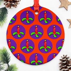 Christmas Candles Seamless Pattern Ornament (round)  by Amaryn4rt