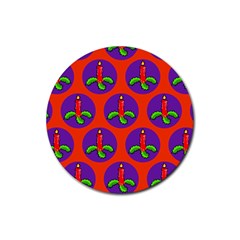 Christmas Candles Seamless Pattern Rubber Coaster (round)  by Amaryn4rt