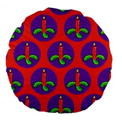 Christmas Candles Seamless Pattern Large 18  Premium Round Cushions by Amaryn4rt