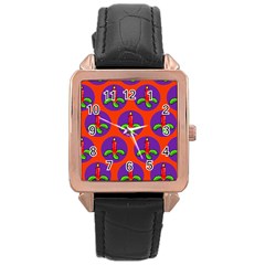 Christmas Candles Seamless Pattern Rose Gold Leather Watch  by Amaryn4rt