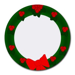 Holiday Wreath Round Mousepads by Amaryn4rt