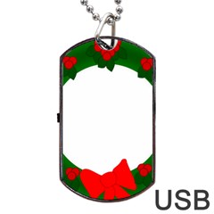 Holiday Wreath Dog Tag Usb Flash (one Side) by Amaryn4rt