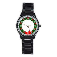 Holiday Wreath Stainless Steel Round Watch by Amaryn4rt