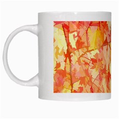 Monotype Art Pattern Leaves Colored Autumn White Mugs by Amaryn4rt