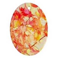 Monotype Art Pattern Leaves Colored Autumn Oval Ornament (two Sides) by Amaryn4rt