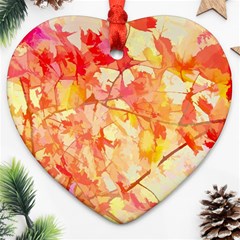 Monotype Art Pattern Leaves Colored Autumn Heart Ornament (2 Sides) by Amaryn4rt