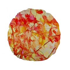 Monotype Art Pattern Leaves Colored Autumn Standard 15  Premium Flano Round Cushions by Amaryn4rt