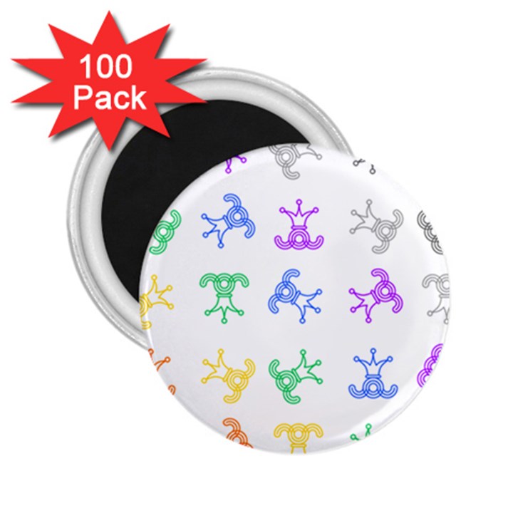 Rainbow Clown Pattern 2.25  Magnets (100 pack) 