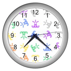 Rainbow Clown Pattern Wall Clocks (silver)  by Amaryn4rt