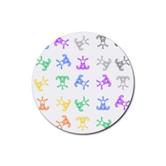 Rainbow Clown Pattern Rubber Round Coaster (4 Pack)  by Amaryn4rt