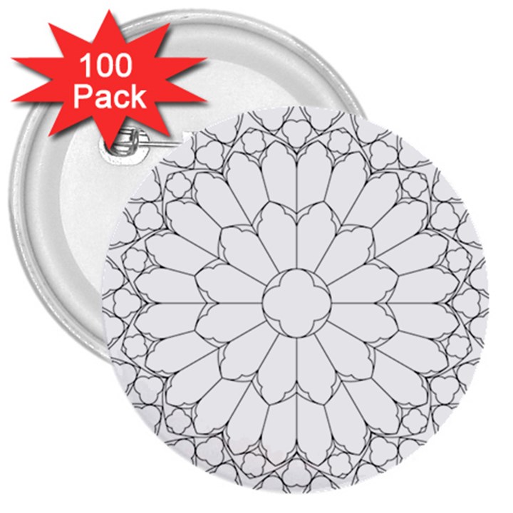 Roses Stained Glass 3  Buttons (100 pack) 