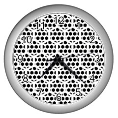 Seamless Honeycomb Pattern Wall Clocks (silver)  by Amaryn4rt