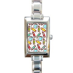 Seamless Pixel Art Pattern Rectangle Italian Charm Watch