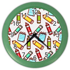 Seamless Pixel Art Pattern Color Wall Clocks by Amaryn4rt