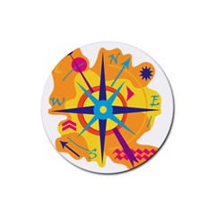 Orange Navigation Rubber Coaster (round)  by Valentinaart