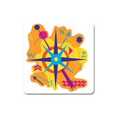 Orange Navigation Square Magnet by Valentinaart