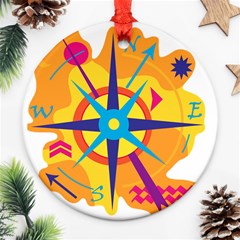 Orange Navigation Round Ornament (two Sides)  by Valentinaart