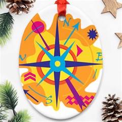 Orange Navigation Oval Ornament (two Sides) by Valentinaart