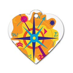 Orange Navigation Dog Tag Heart (one Side) by Valentinaart