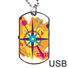 Orange Navigation Dog Tag Usb Flash (two Sides)  by Valentinaart