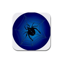 Spider On Web Rubber Square Coaster (4 Pack)  by Amaryn4rt