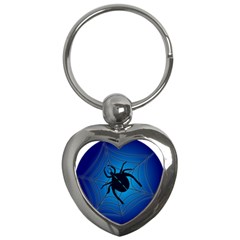 Spider On Web Key Chains (heart)  by Amaryn4rt