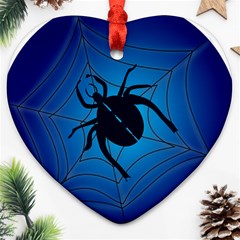 Spider On Web Heart Ornament (2 Sides) by Amaryn4rt